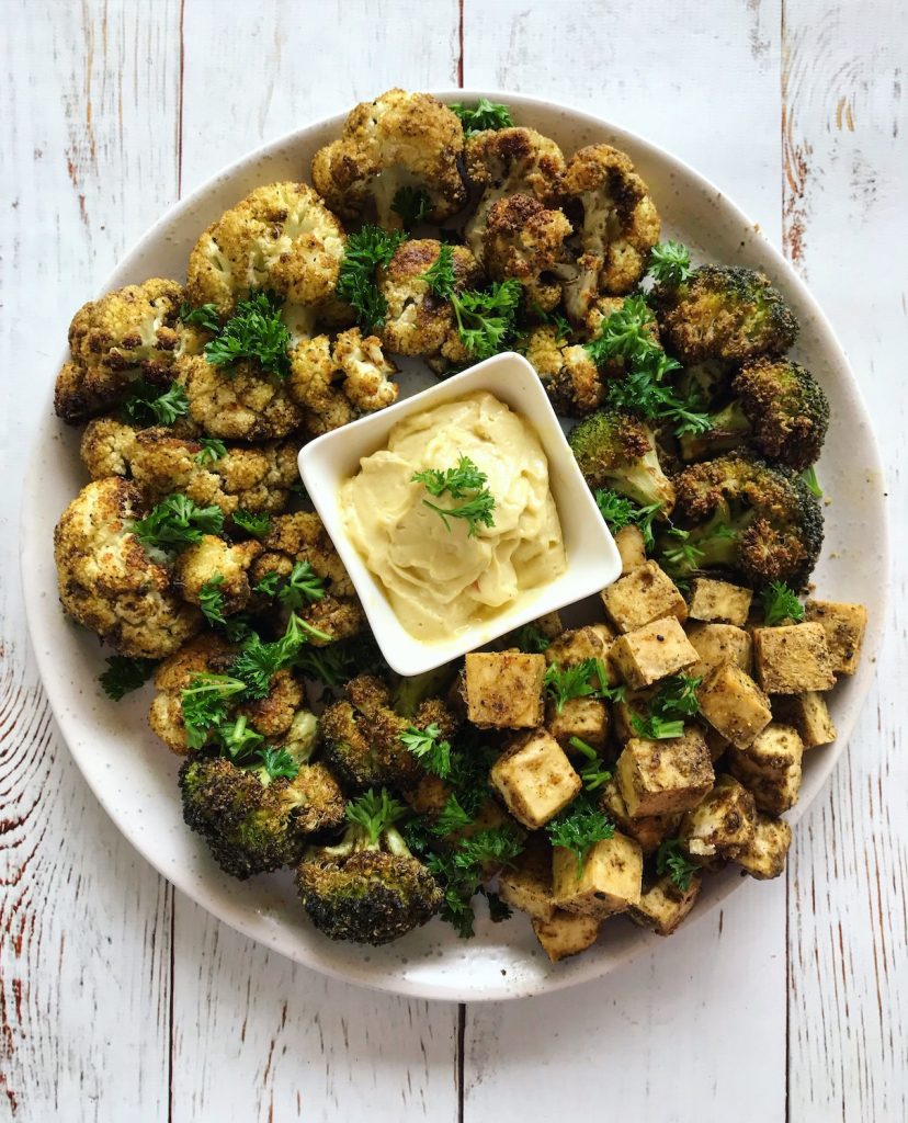 Crispy Spiced Tofu with Spiced Cauliflower and Broccoli - Penny Benjamin