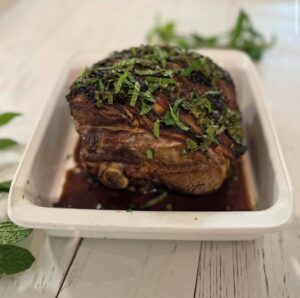 Minted Roast leg of lamb